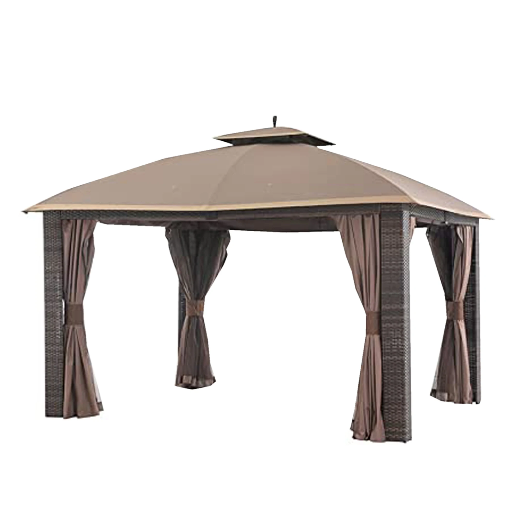 hot sale patio gazebo pavilion good quality aluminium  frame  rattan patio gazebo tents with sun shade canopy and curtains