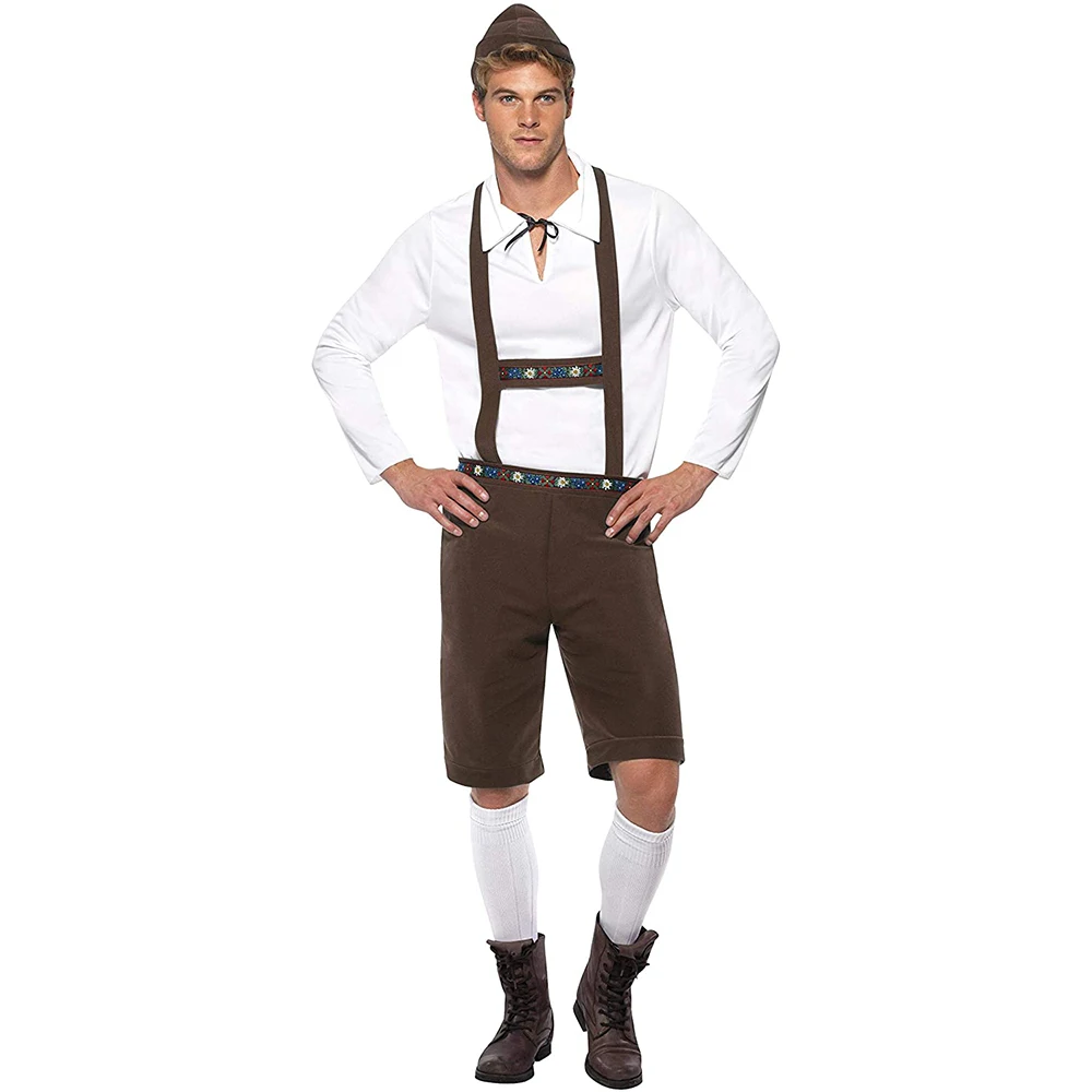 MHF Высококачественная натуральная кожа оригинальный немецкий Lederhosen для мужчин костюм Октоберфест темно-коричневый.