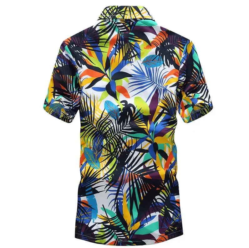 New Stripe Shirts Men Cotton Linen Print Short Sleeve Button Shirt Blouse Top Mens Fashion Vintage Clothing