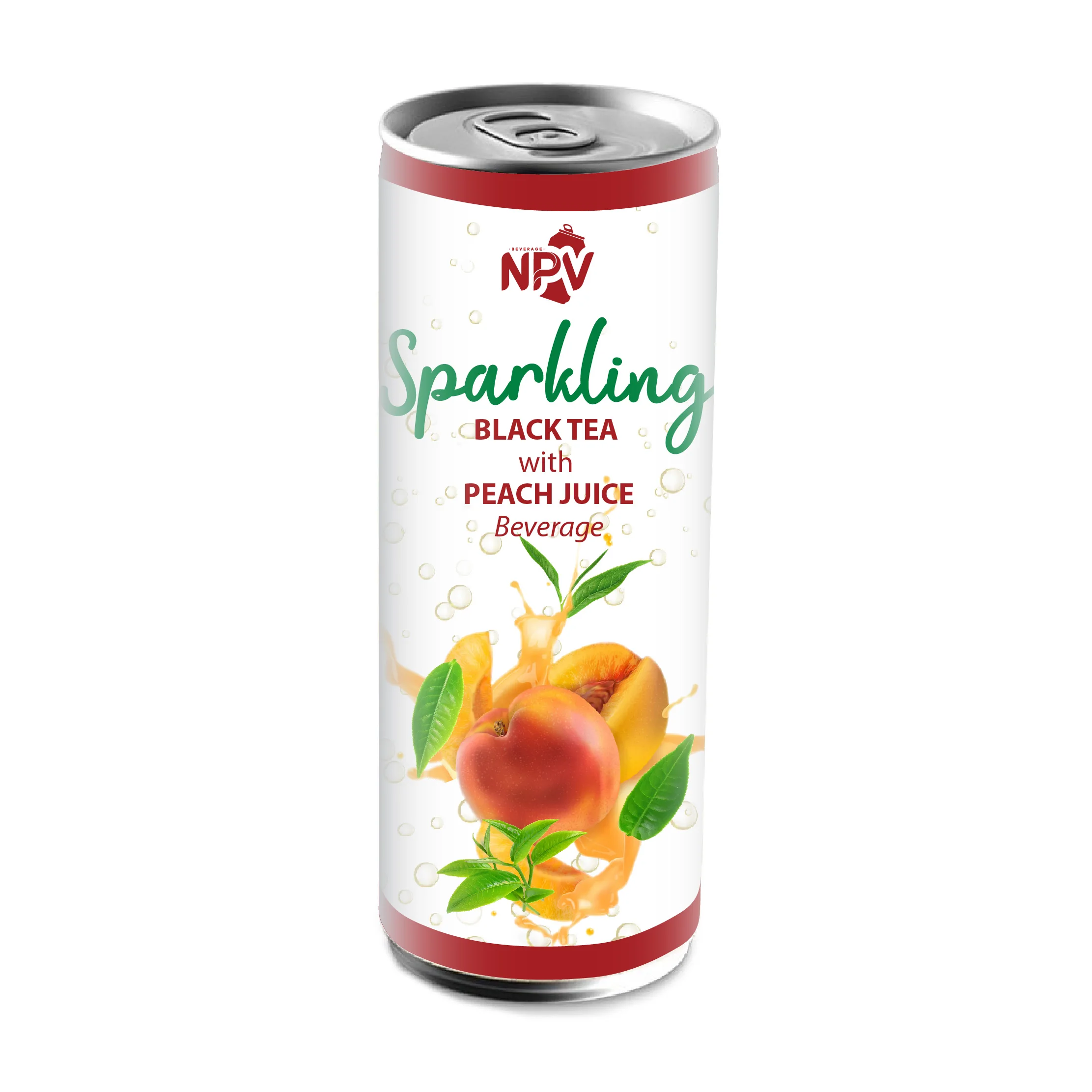 Vietnam Wholesale OEM Product Sparkling Black Tea With Peach Juice 250ml Can With Best Price And High Quality