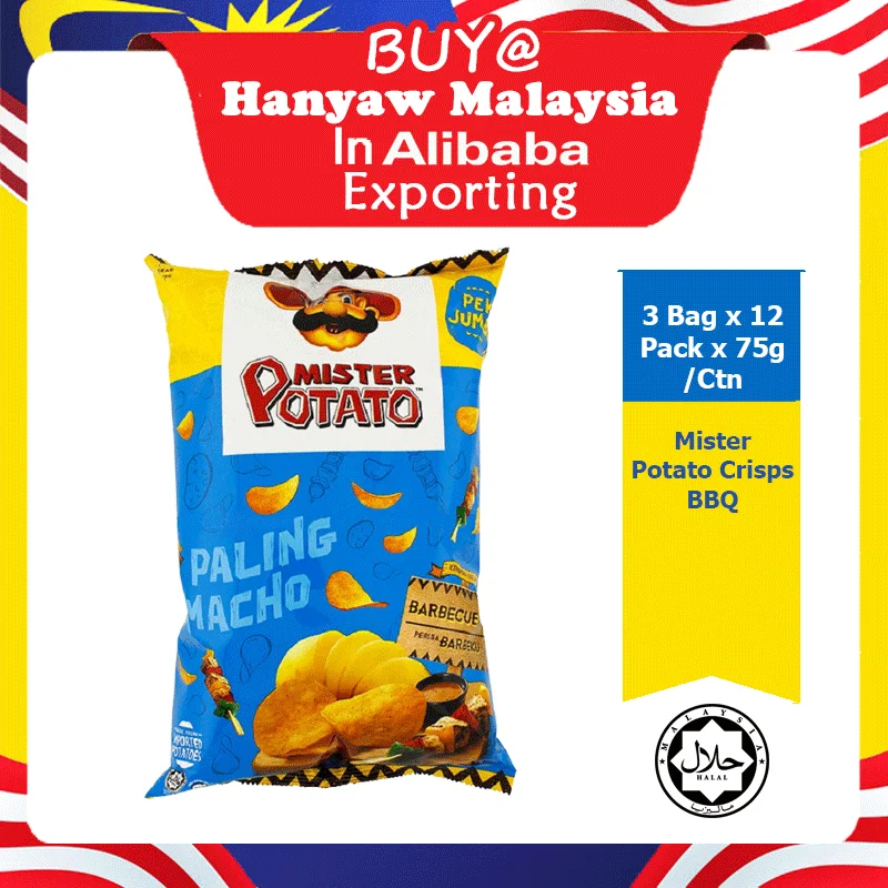 [Malaysia] Fast Shipping + Halal Certified Mister Potato BBQ Chips ( 3 Bag x 12 Pack x 75g / Ctn)