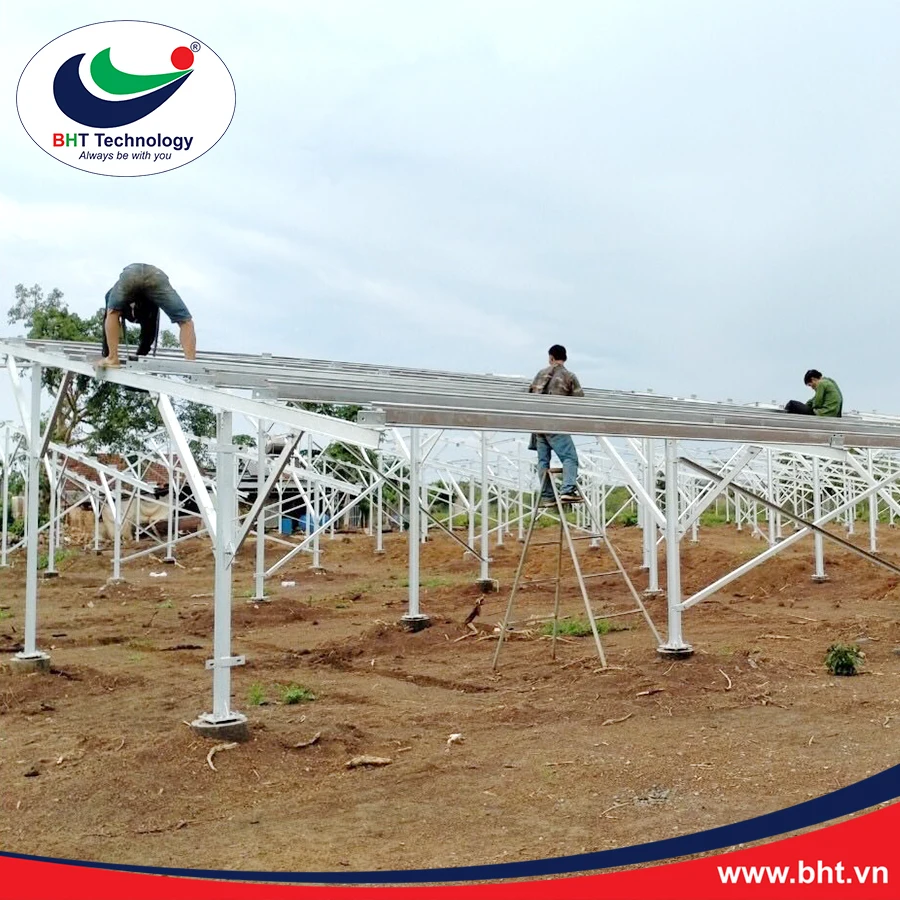 BHT solar panel pole mounting structure system for ground solar energy, made in Viet Nam, high quality.