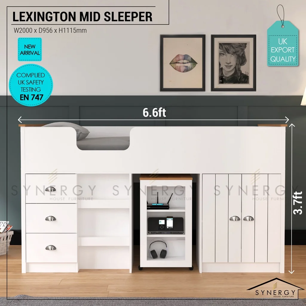 Mid Sleeper-серия LEXINGTON-детская кровать-двухъярусная кровать со столом и хранилищем-под двухъярусную