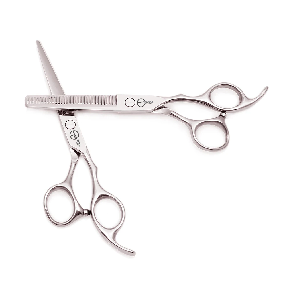 Beard Mustache Hair Dressing Scissors German Hair Cutting Stainless Steel Professional 420C Laser Bag Leather White Western Box