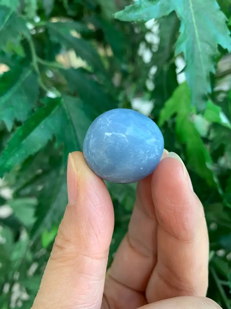 A+++ ANGELITE AGATE TUMBLED STONES/ NATURAL POLISHED BLUE ANGELITE TUMBLES / WHOLESALE ANGELITE CRYSTAL ANGEL TUMBLE STONES