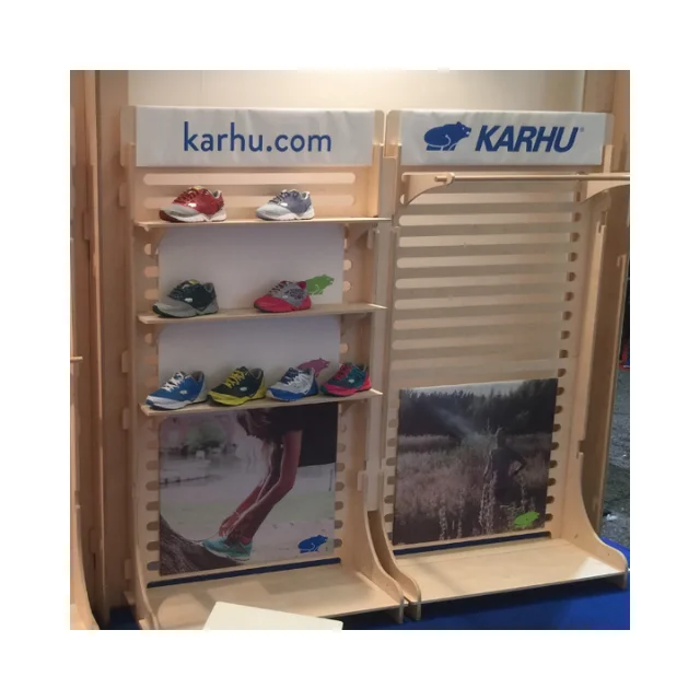 Shoes Display Stand Custom Logo Interlocking Shelving Wooden Wall Display Rack for Shoes