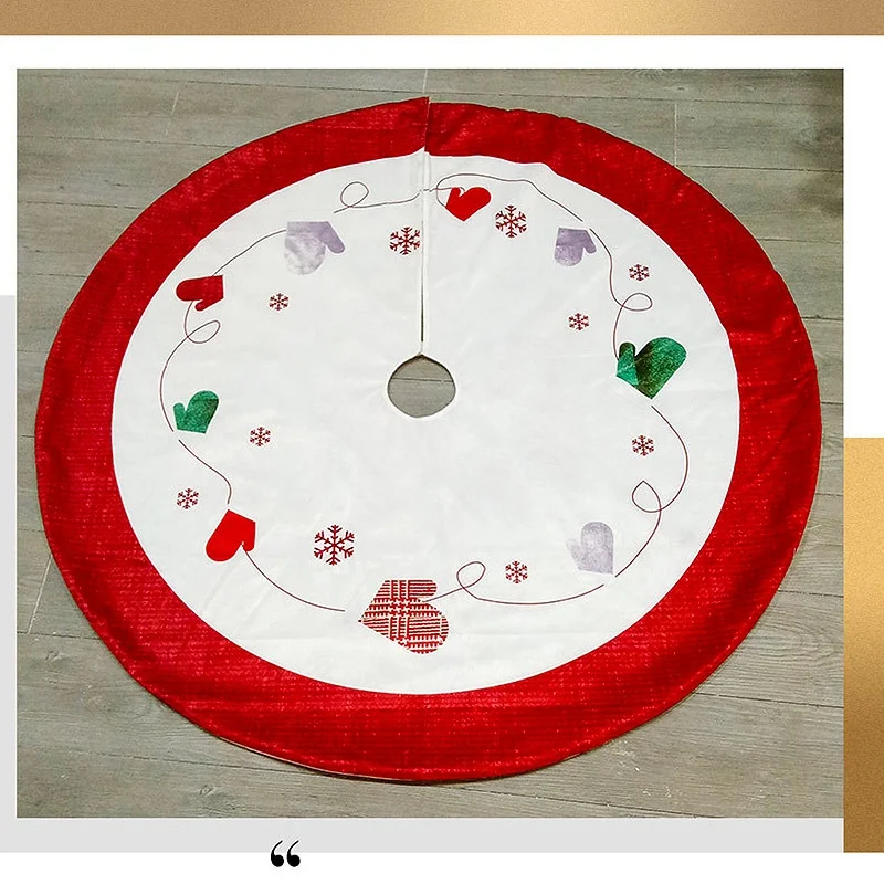 Xmas Decor Festive Christmas Supply Christmas Tree Skirt with Round Trim Snowflake Gloves Classic Tree Skirt Blanket