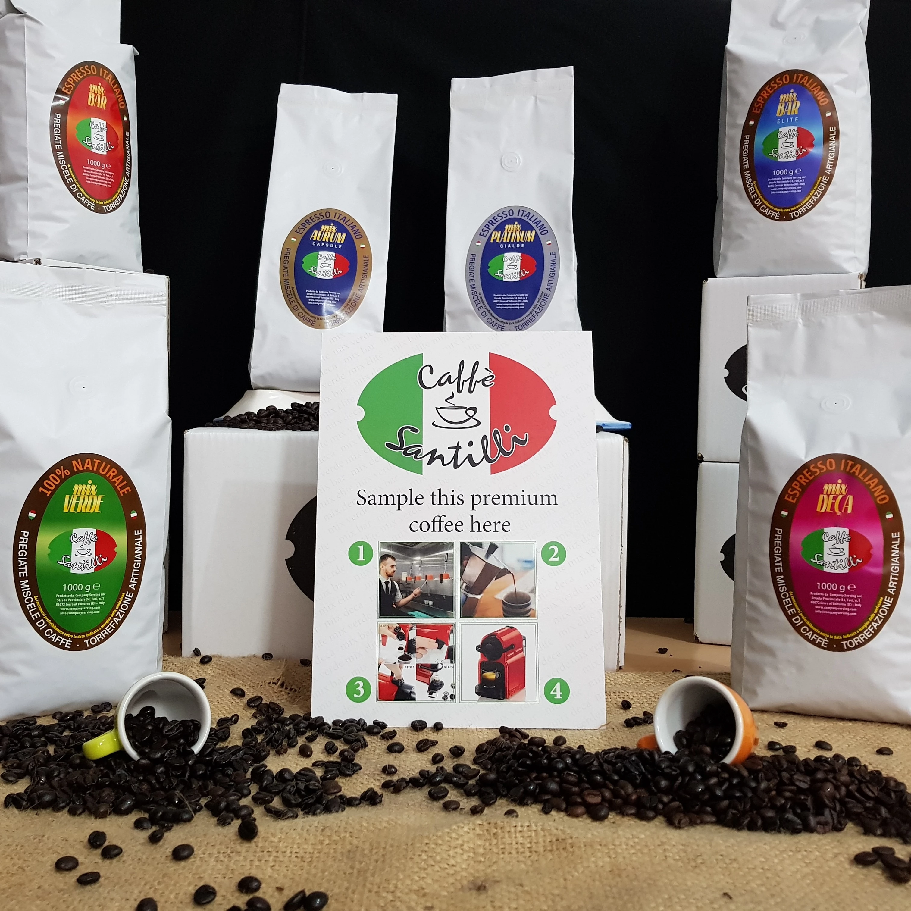 Hot Sale Italian Coffee Beans Whole Santilli Coffee Gourmet Made In Italy For Sale