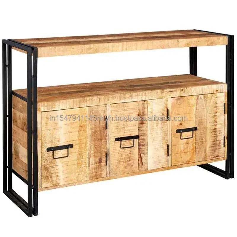 Vintage Industrial Mango Ara Wood Sideboard Jodhpur Rough Sideboard Buffet Rustic Antique Cabinet Sideboard Storage Credenza