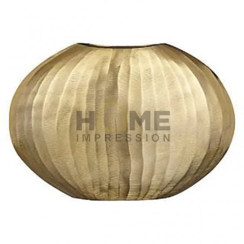 Gold Powder Coated Metal Iron Vase Set Of 2 Brown Color Neck Home Decorative Flower And Planters Garden Ware Accessories