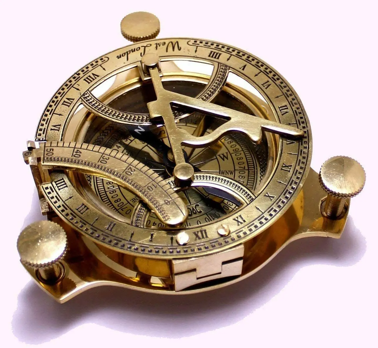 4 inch Captain Brass Sundial Compass With Hardwood Wooden antique nautical handmade Box