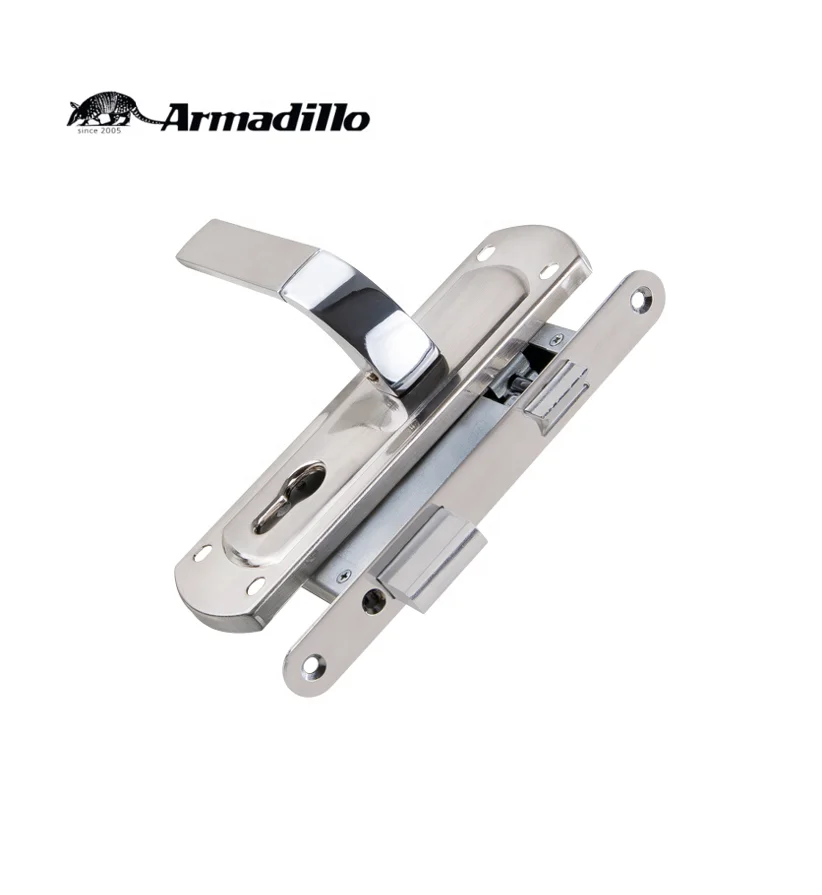 Bronze door lock set with levers on plate