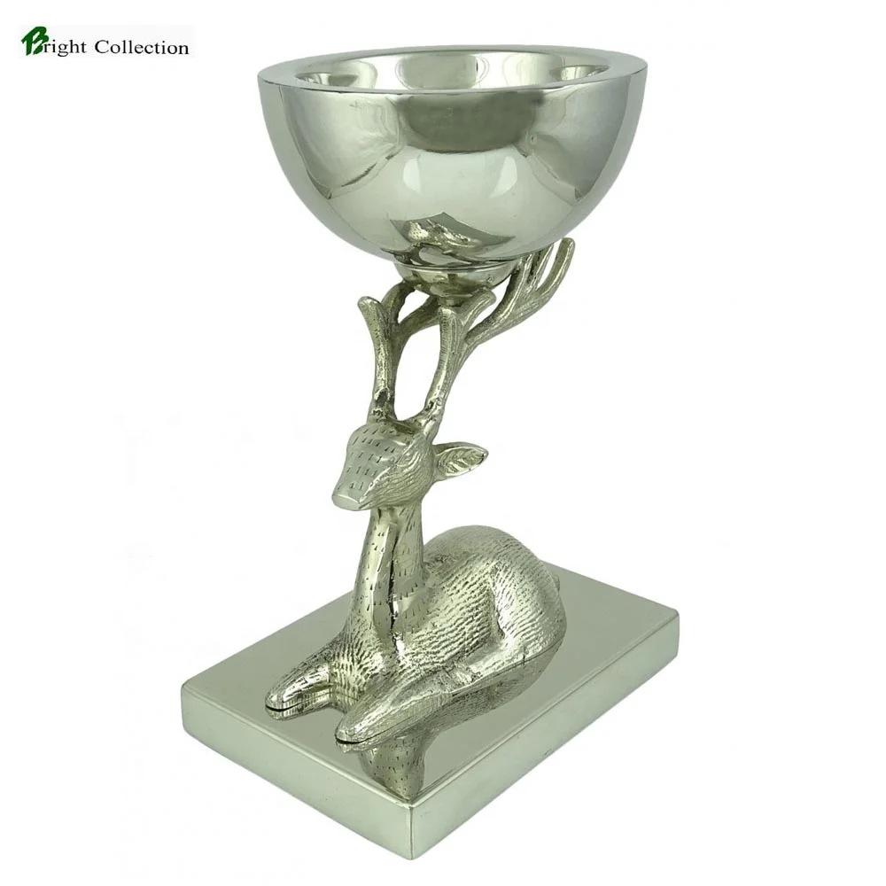 Fancy Sitting Deer on Head Indian Copper Serving Bowls Seafood Serving Bowl Fancy Ceramic Soup Bowls