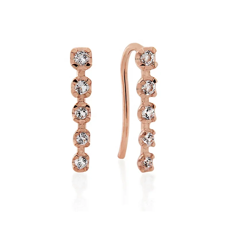 Gemnel minimalist 925 silver women jewelry 18k gold cubic zirconia climber earrings bolo