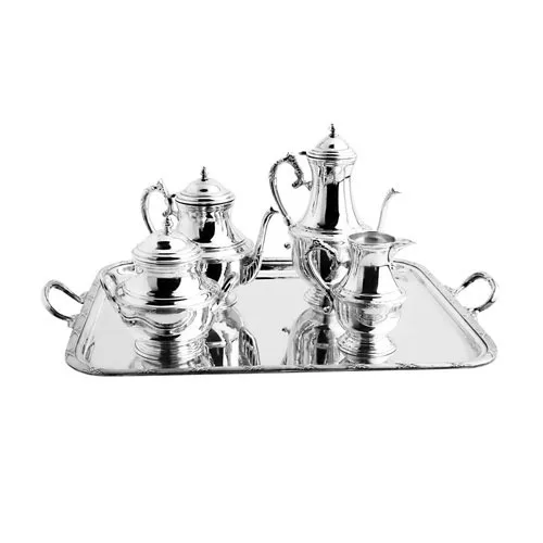 Traditional Heavy Weight Four Pieces EPNS Tea And Coffee Set Silver Plated Consist Of Hot Water Pot Tea Pot Sugar And Creamer