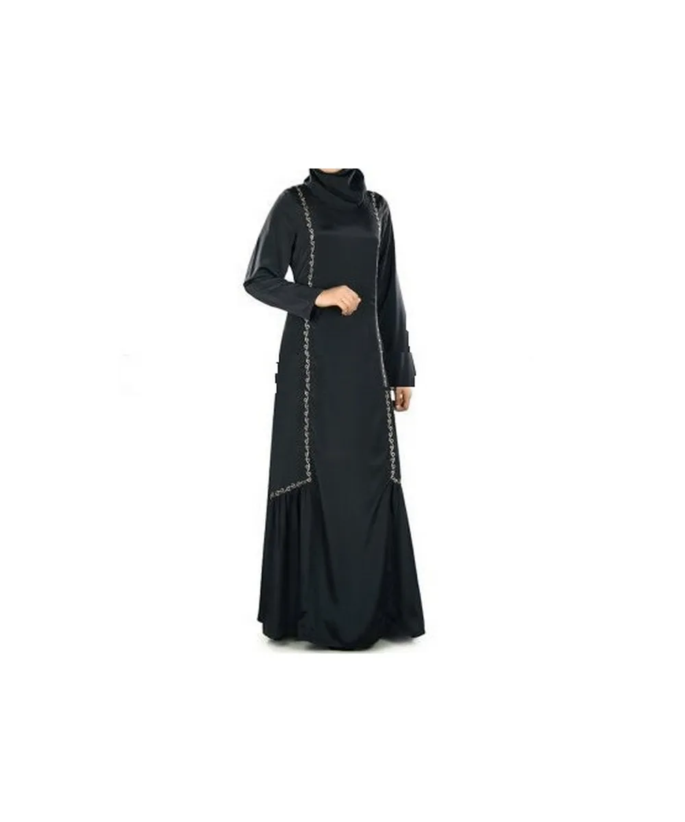 Evening party Wear,Embroidered Fathima Black Abaya/ Muslim Hijab Clothing/Elegant Islamic Clothing Burka/Formal
