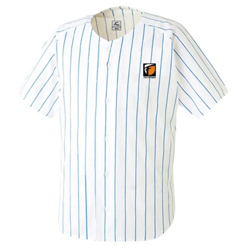Custom Baseball button down Baseball Jersey / Baseball Pinstripe Open T Shirt Casual Wears Styles with Black Stripes