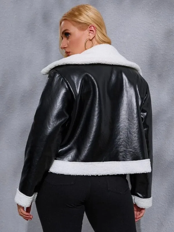 Black Leather New Design Customized High Quality Winter Full Sleeved Causal Leather Jacket For Woman 2022