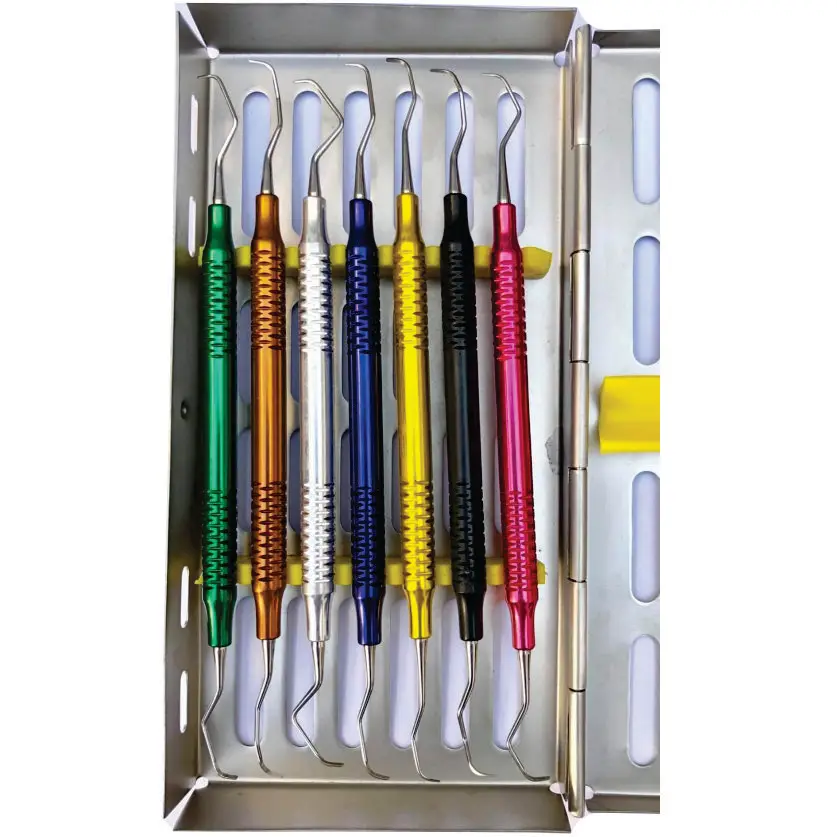 High Quality Stainless Steel Dental Gracey Curettes Set With Cassette To Remove Supra And Subgingival Calculus