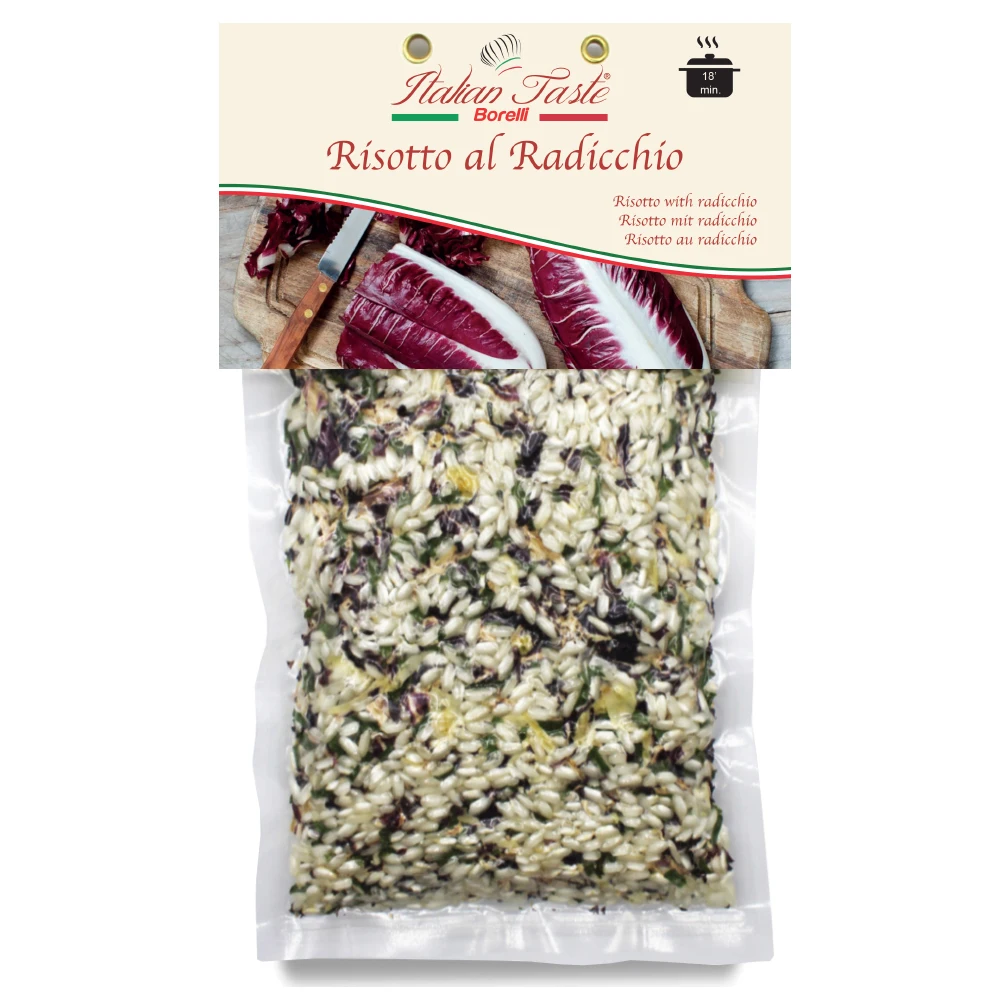
High quality Italian Risotto with radicchio vacuum packed 300 g Made in Italy for export 