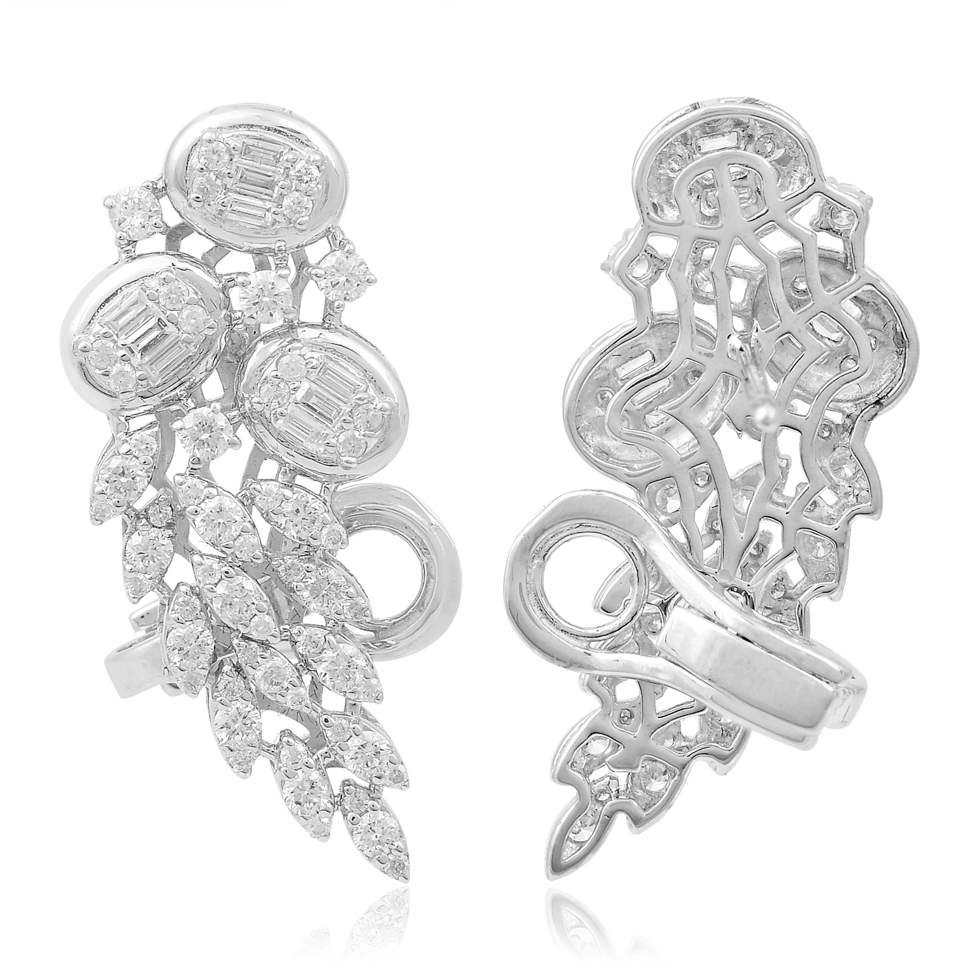 
Бриллианта! Уха альпинист, красивые серьги ручной выделки однотонные 18Kt белого золота дизайнерские украшения своими руками 