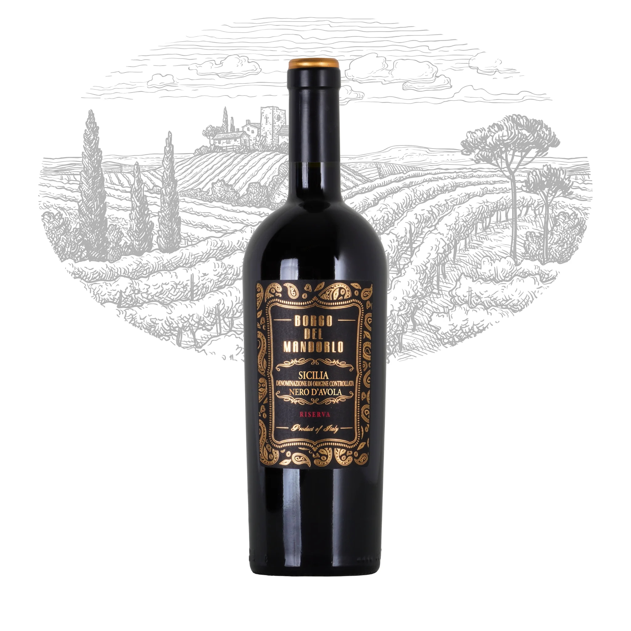 Красное вино премиум-класса Сделано в Италии-черный давола Сицилия доктор резерва Борго дель мандорло-бутылки 750 мл спирт 14%