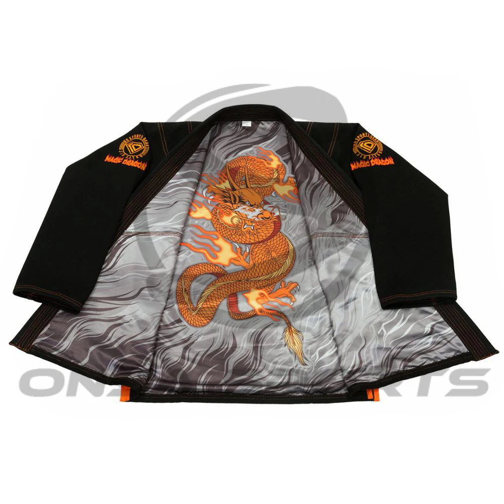 
magic dragon custom inside sublimation lining 100% cotton bjj gi uniform custom style pearl weave brazilian jiu jitsu gi kimono 