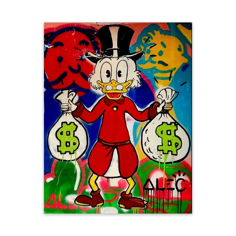 
Modern Pop Art canvas Oil Painting cartoon duck wall pictures money art fantasy Decor for living room shop hotels from Dafen 