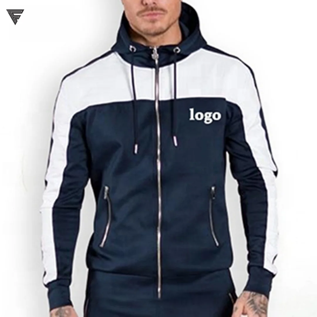 Wholesale Heavyweight Buy Hoodies Online Wholesale Man Clothing OEM Fitted Sweatsuit Tracksuit Zipper Hooded Jogging Men Jogger