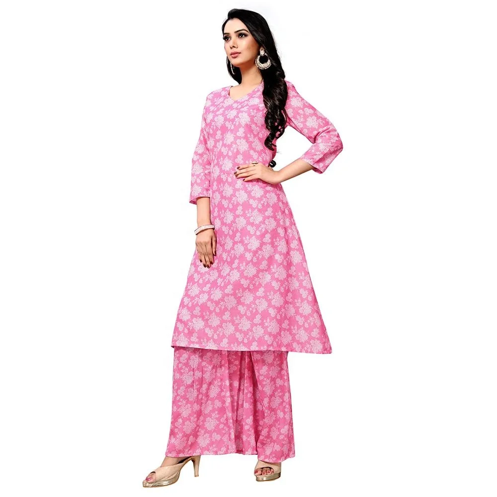 
Indian Kurtis for women stylist tail cut animal printed soft cotton fabrics ready to wear kurti top with palazzo ladies wear 