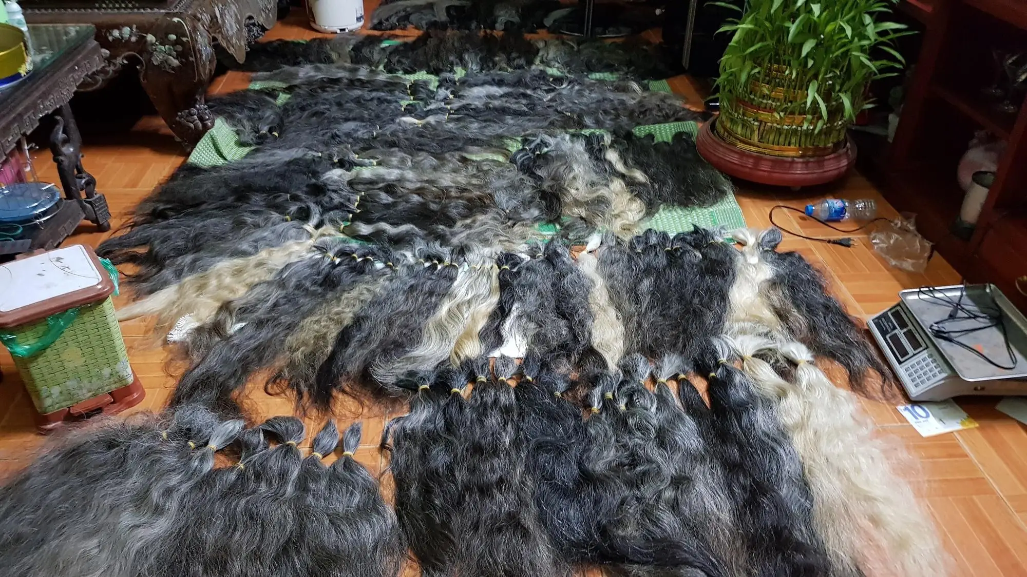 
humanhair extention natural grey hair one tail one head cut from vietnamese women, no chemical, no dyed, silk, thick 