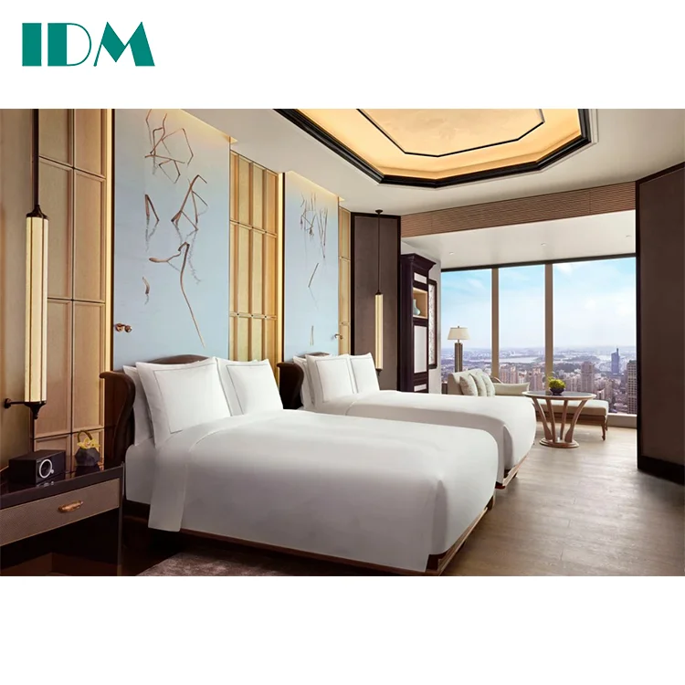 IDM-A55 Hotel Furniture Manufacturer Customized Modern Bed Set Hotel Bedroom Furniture Set Wooden Furniture
