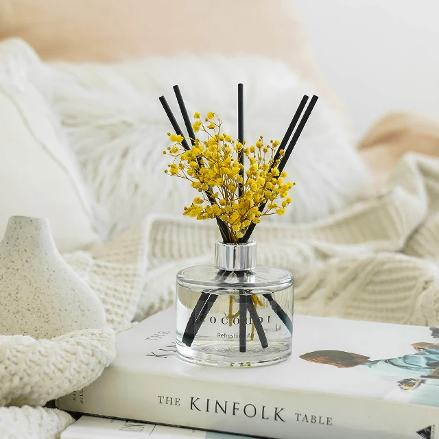 Reed Diffuser with Preserved Flower, cocodor, Black Cherry Reed Diffuser, Fragrance, 6.7oz