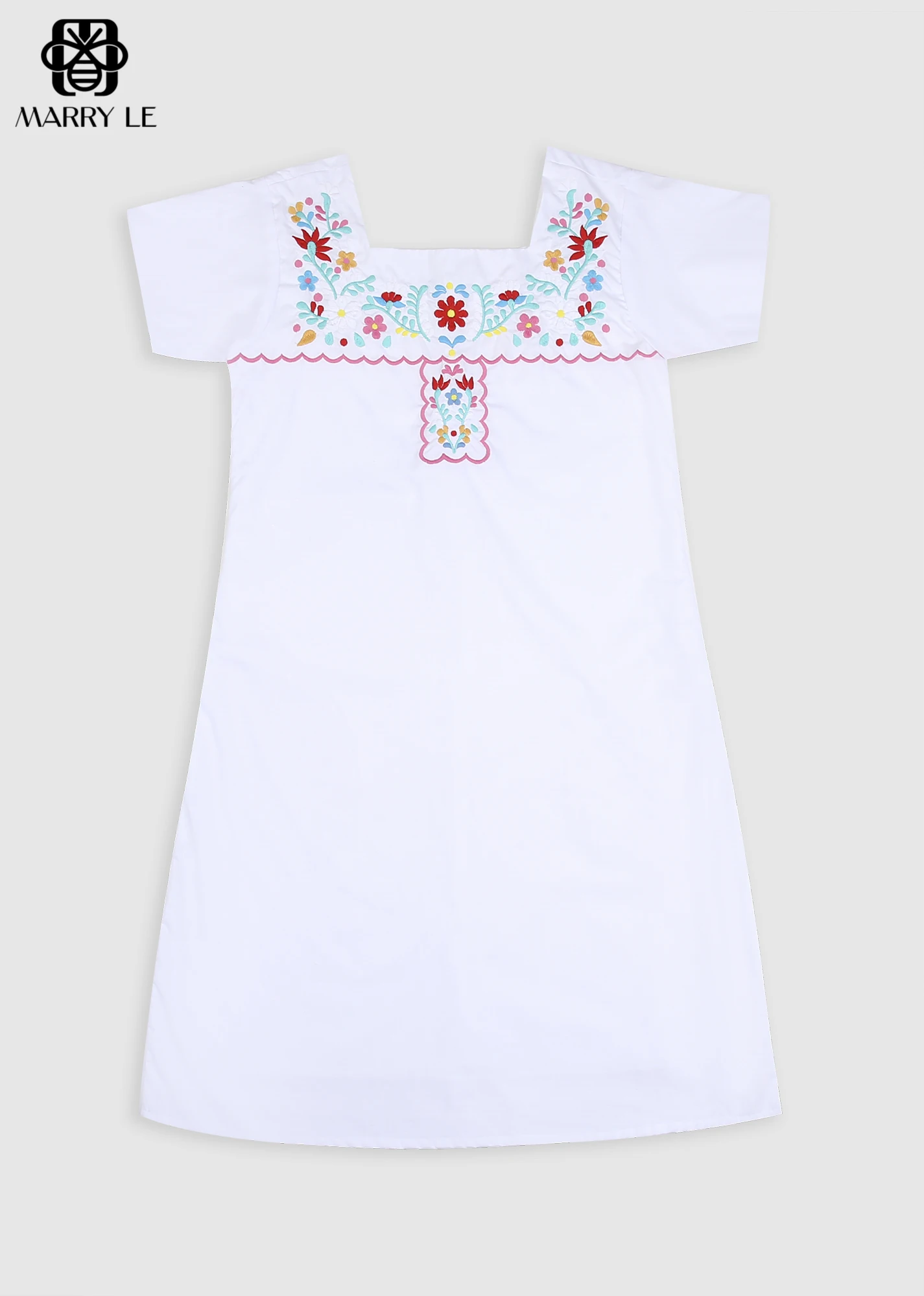 FLOWER EMBROIDERED WHITE DRESS high quality womens clothes wholesale women clothing OEM ODM Customized clothing - MD09