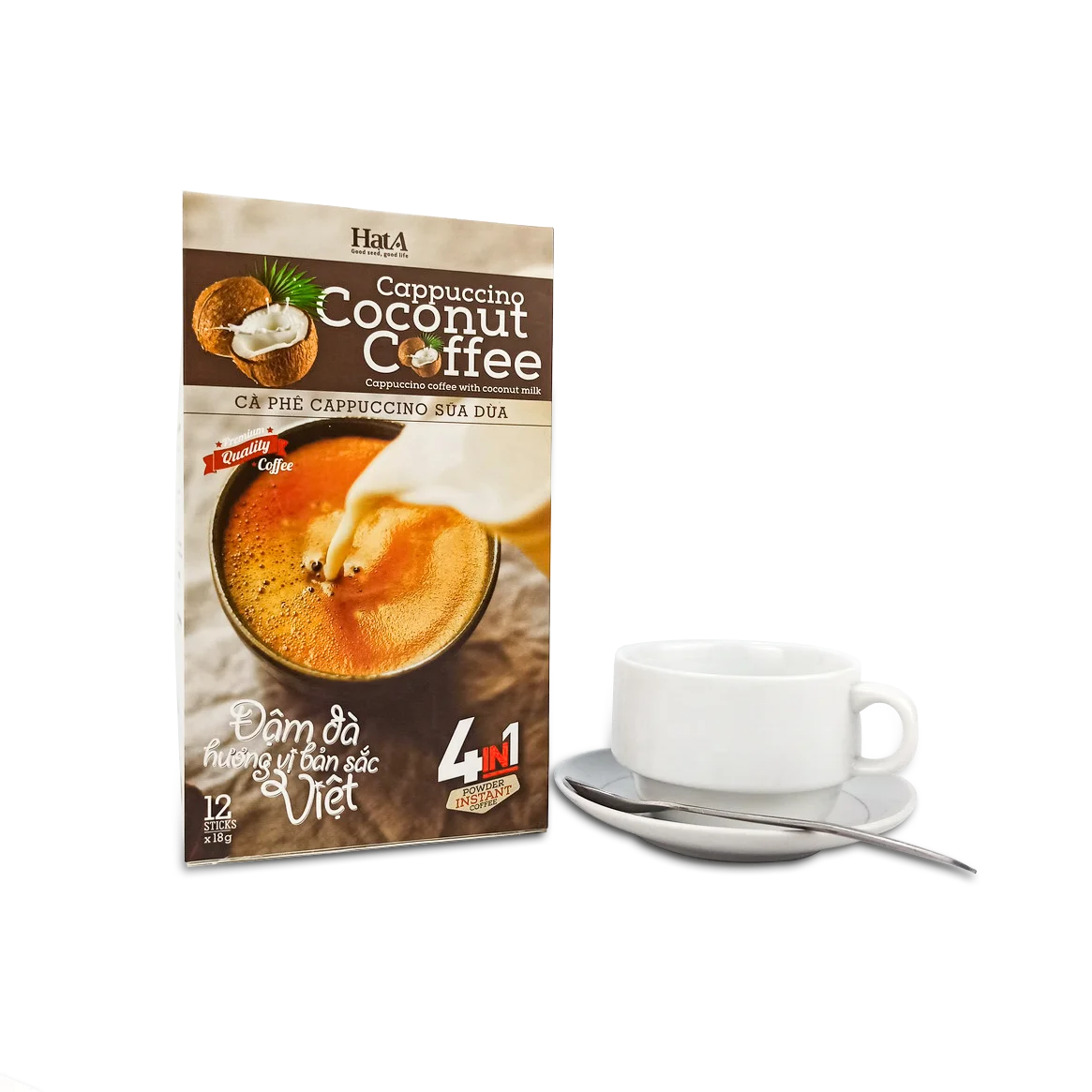 Instant Coffee/High Quality Cappuccino Coconut Coffee 216gram Hat A Cafe Brand,  Vietnamese Product
