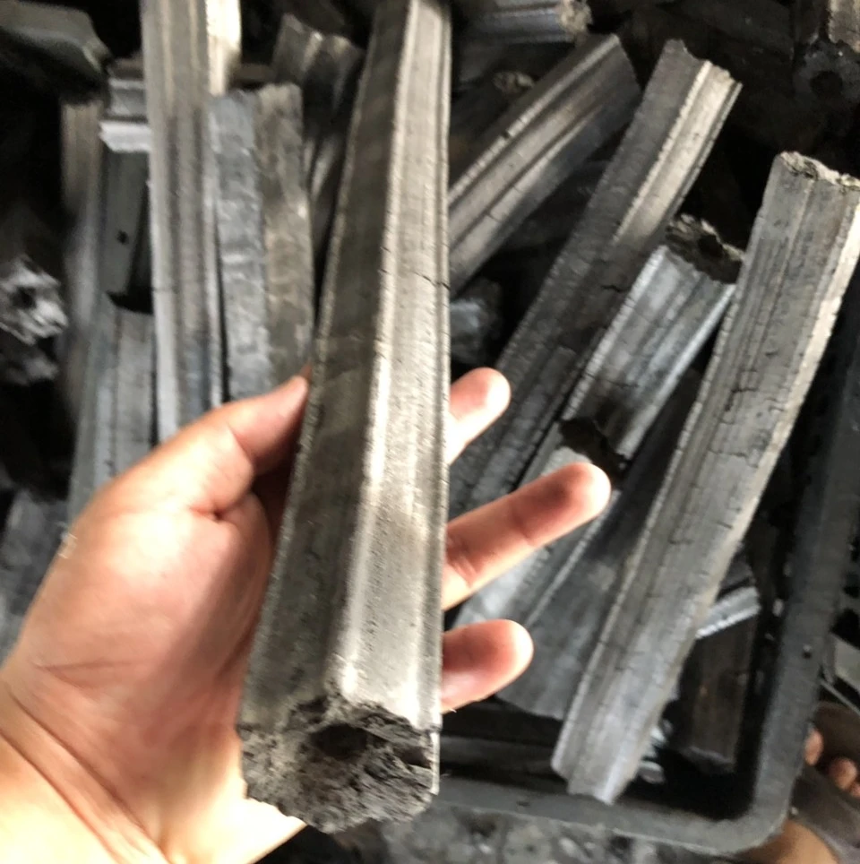 Smokeless, low ash hexagonal hardwood sawdust charcoal briquette with best quality and big quantity for export