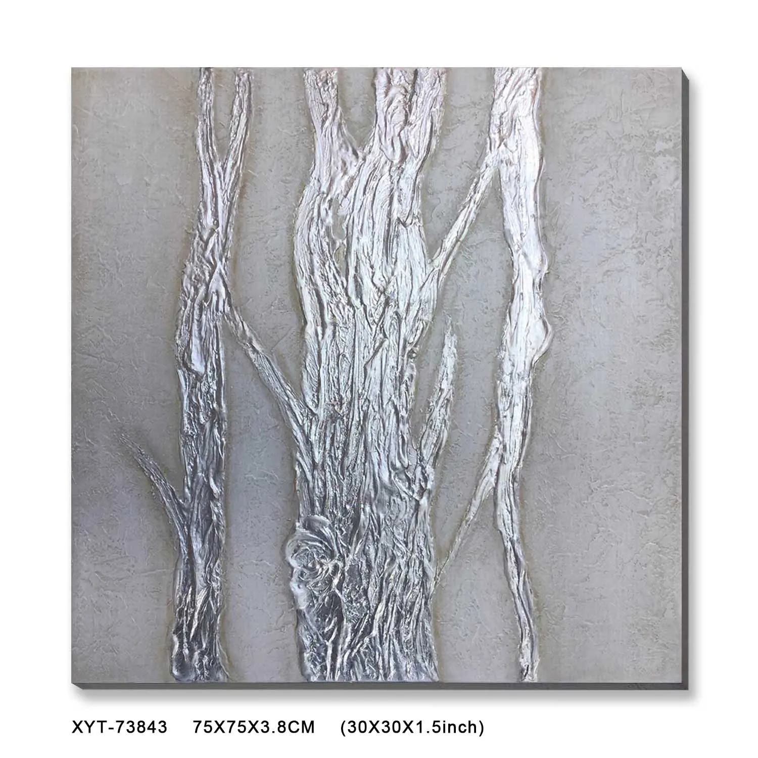 Canvas Sliver Ring Handpainted Foil Stretched Oil Painting Art On Canvas Modern Abstract