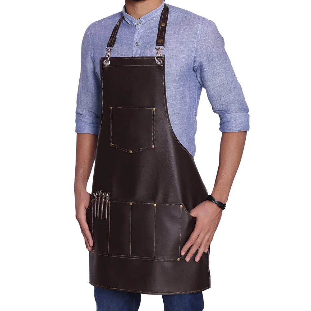 Premium Handmade Leather Welding Apron XL Size Design for Men Comfortable Chef Cooked Kitchen Factory Restaurant Use