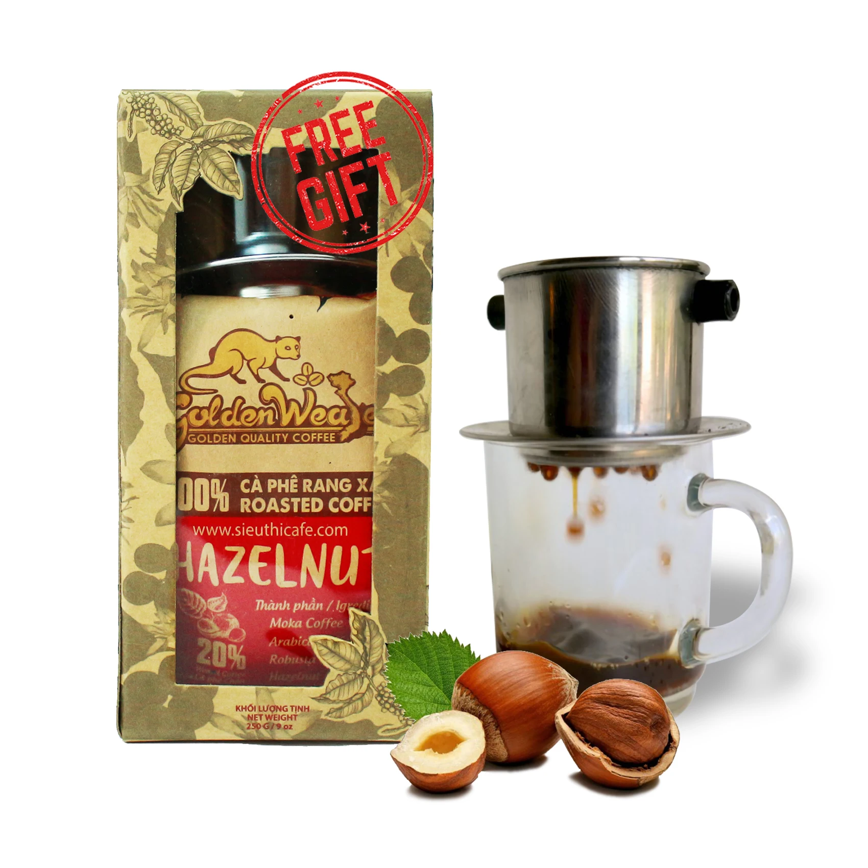 OEM, ODM, частная торговая марка «Golden weasel»-аромат орехового кофе, смесь кофе, Арабика, робуста, Мока, кофе HucaFood