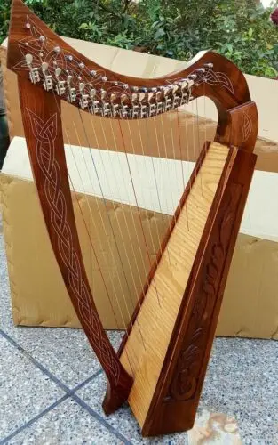 Irish Engraved Harp 22 Strings with Carry Bag