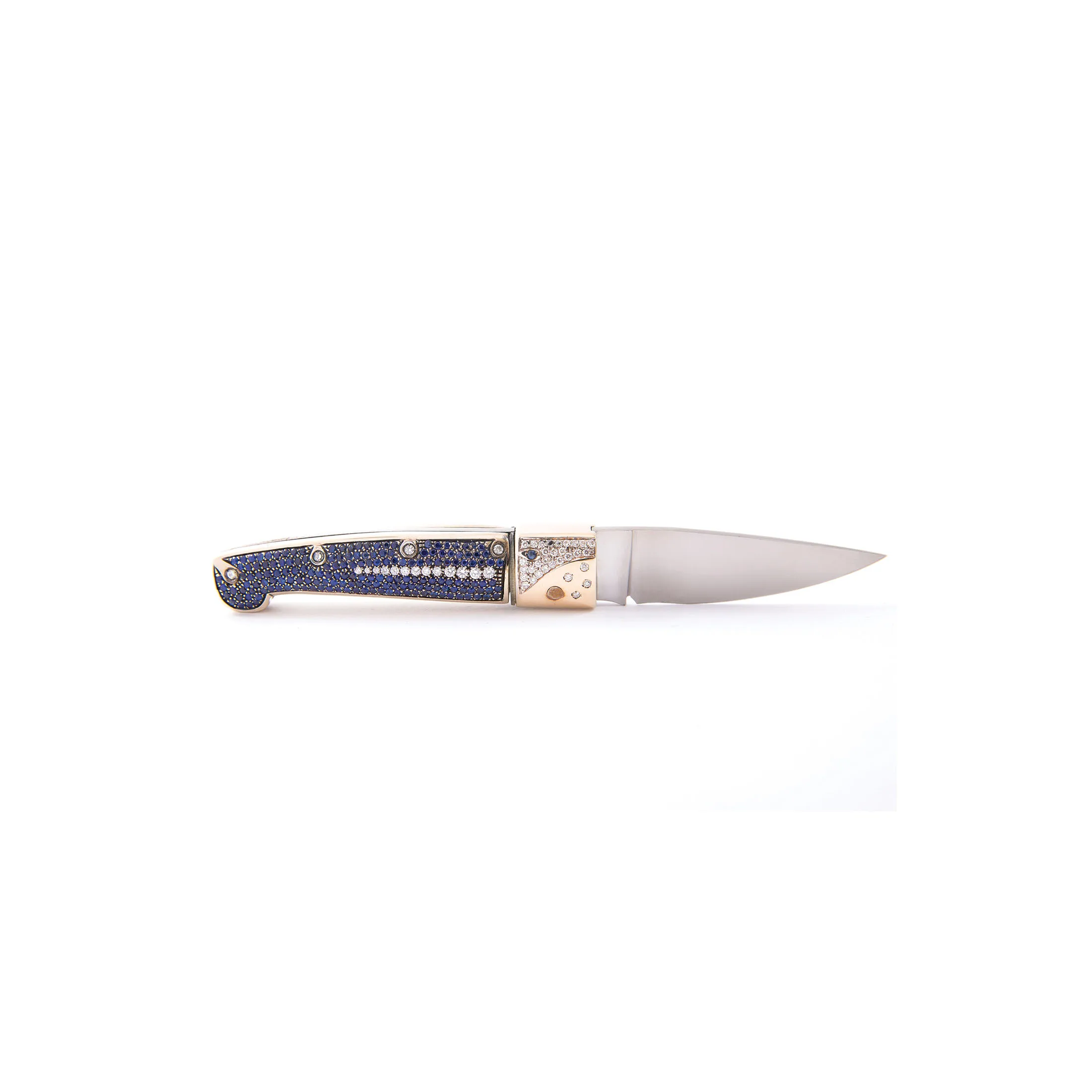 Blue sky - Luxury folding knife with sapphires and diamonds - Luxury jewel knife business gift for collection or paper knife