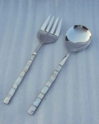 Stainless Steel Spoon and Fork With Mother Of Pearl Handle Cutlery Set Includes Fork and Spoon Modern Design Cutlery