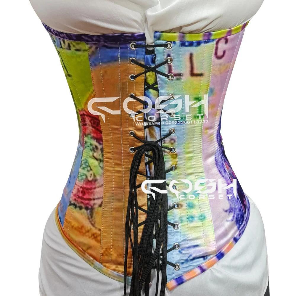 Full Bust Steel Boned Extreme Curvy Printed Corsets, Wholesale Low Price Custom Pattern Plus Size Bustier Corset Supplier