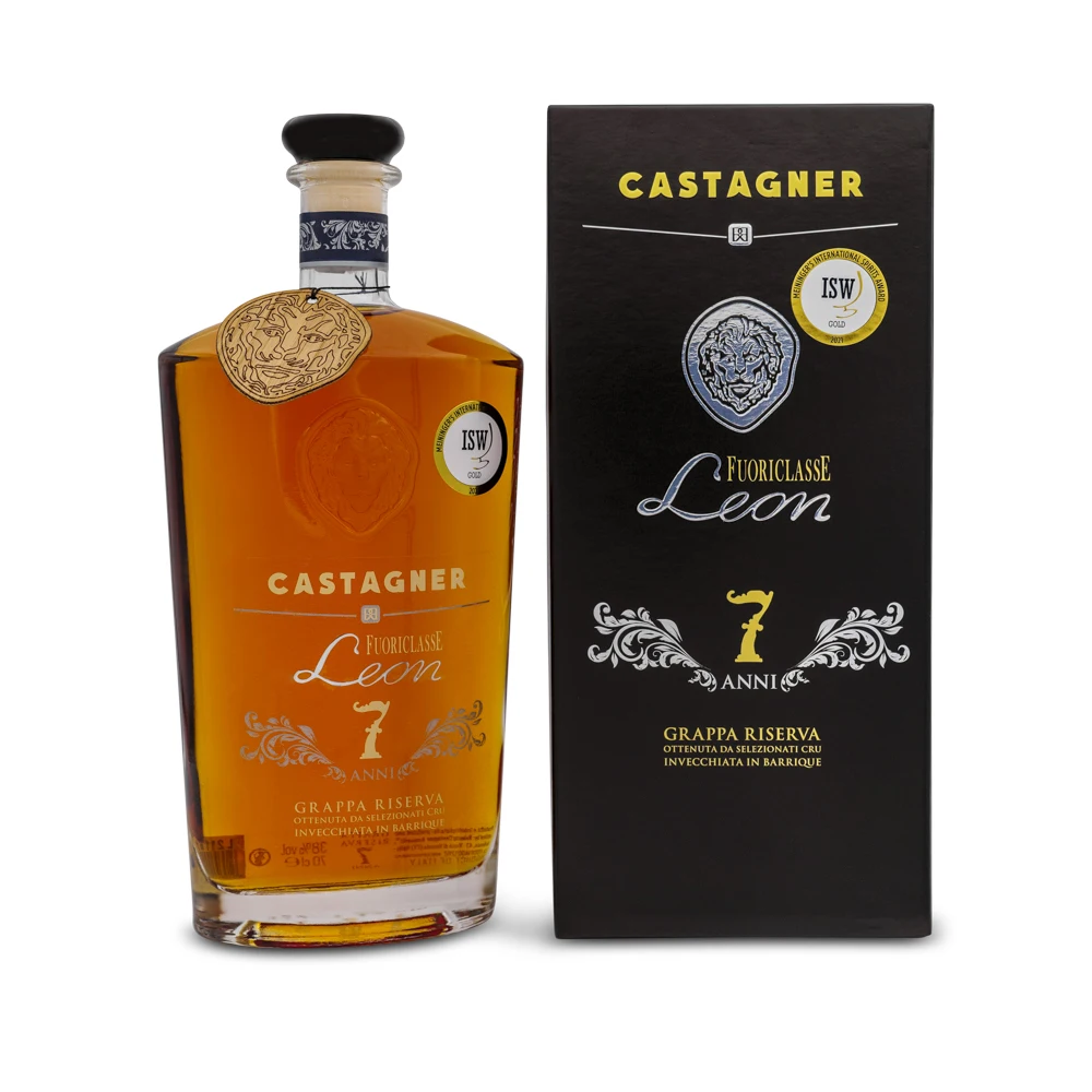 PREMIUM MADE IN ITALY HIGH QUALITY MARC GRAPPA FUORICLASSE LEON 7 ANNI RISERVA 700 ML GLASS BOTTLE