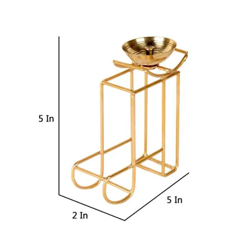 Подставка для масляной лампы из золотистого металла Maa Akhand WICK Diya
