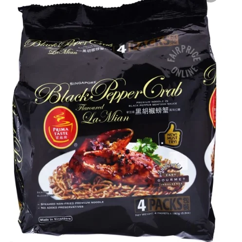 High Quality Black Pepper Crab Instant Noodle With Family Pack And Single Package From Singapore
