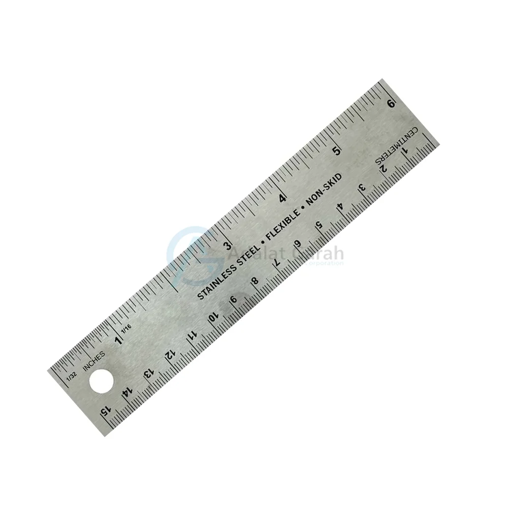 
6 inch Metal Ruler Stainless Steel Straight Edge Drawing Cutting Non Skid Back 