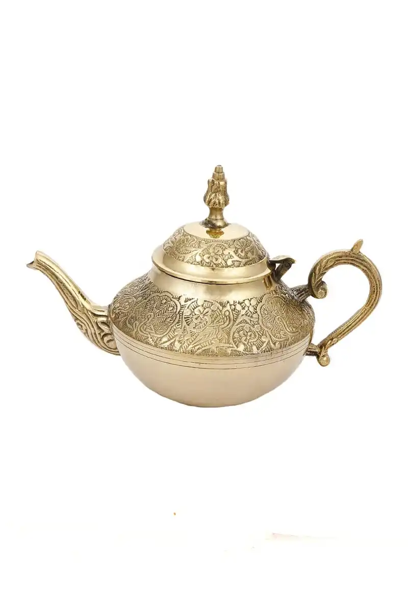 Turkish Coffee Pot in Pure Brass Turkish Tea Maker with wooden handle Tea and Coffee Set Tea Kettle for Arabic Coffee Cawa