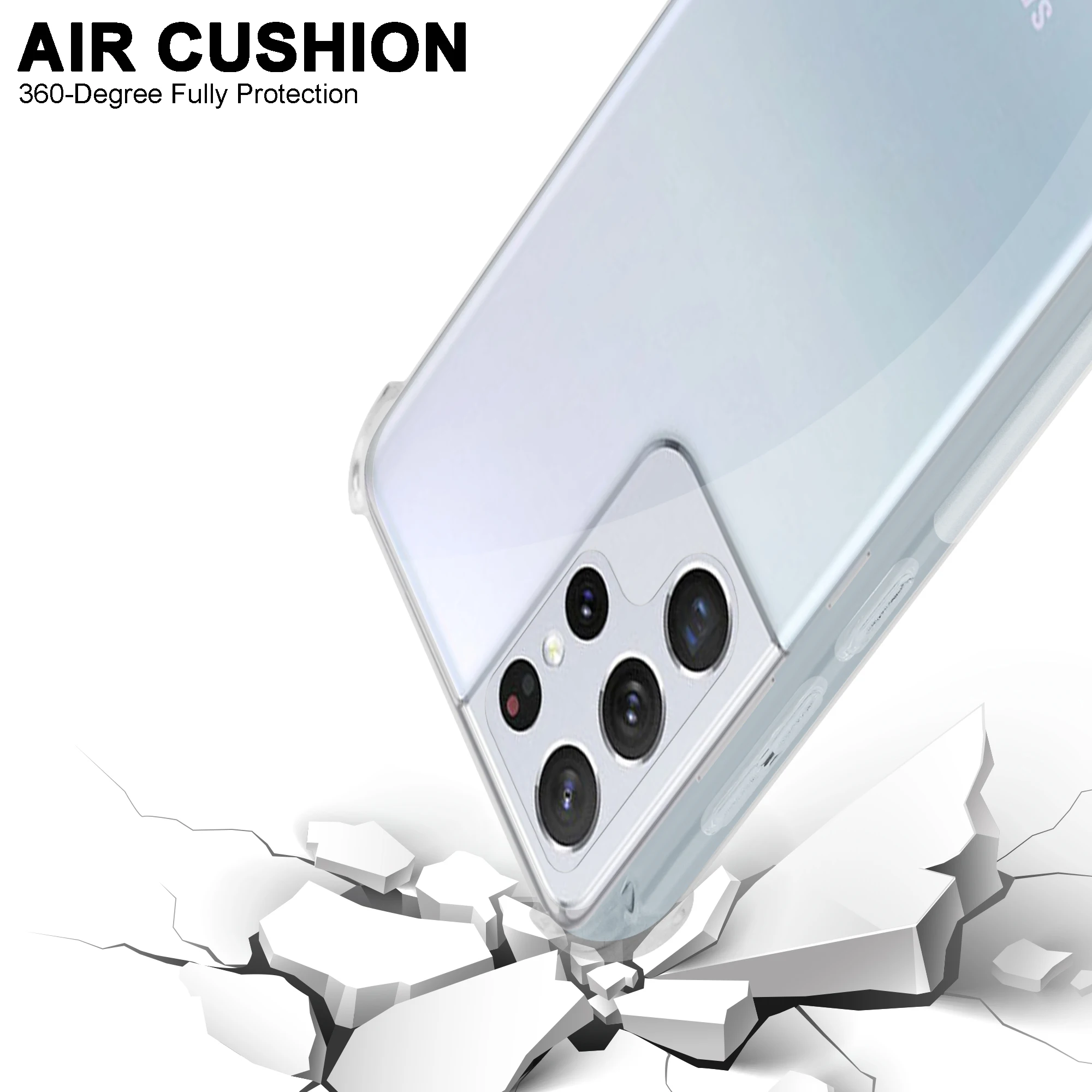 Transparent Alpha Gel Mobile Phone Case For Samsung Galaxy S22 Ultra, Shockproof TPU Phone Case  For S22 Ultra