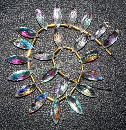 Mystic Quartz teardrop shape stone good quality stones synthetic faceted gems top drill gemstone wire wrapping gemstones polish